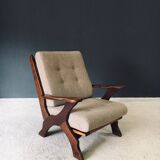 Rustic X Frame Lounge Chairs, Belgium, 1950s, Set of 2