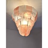 Contemporary Modern Sanded Pink "Petals" Glass Chandelier