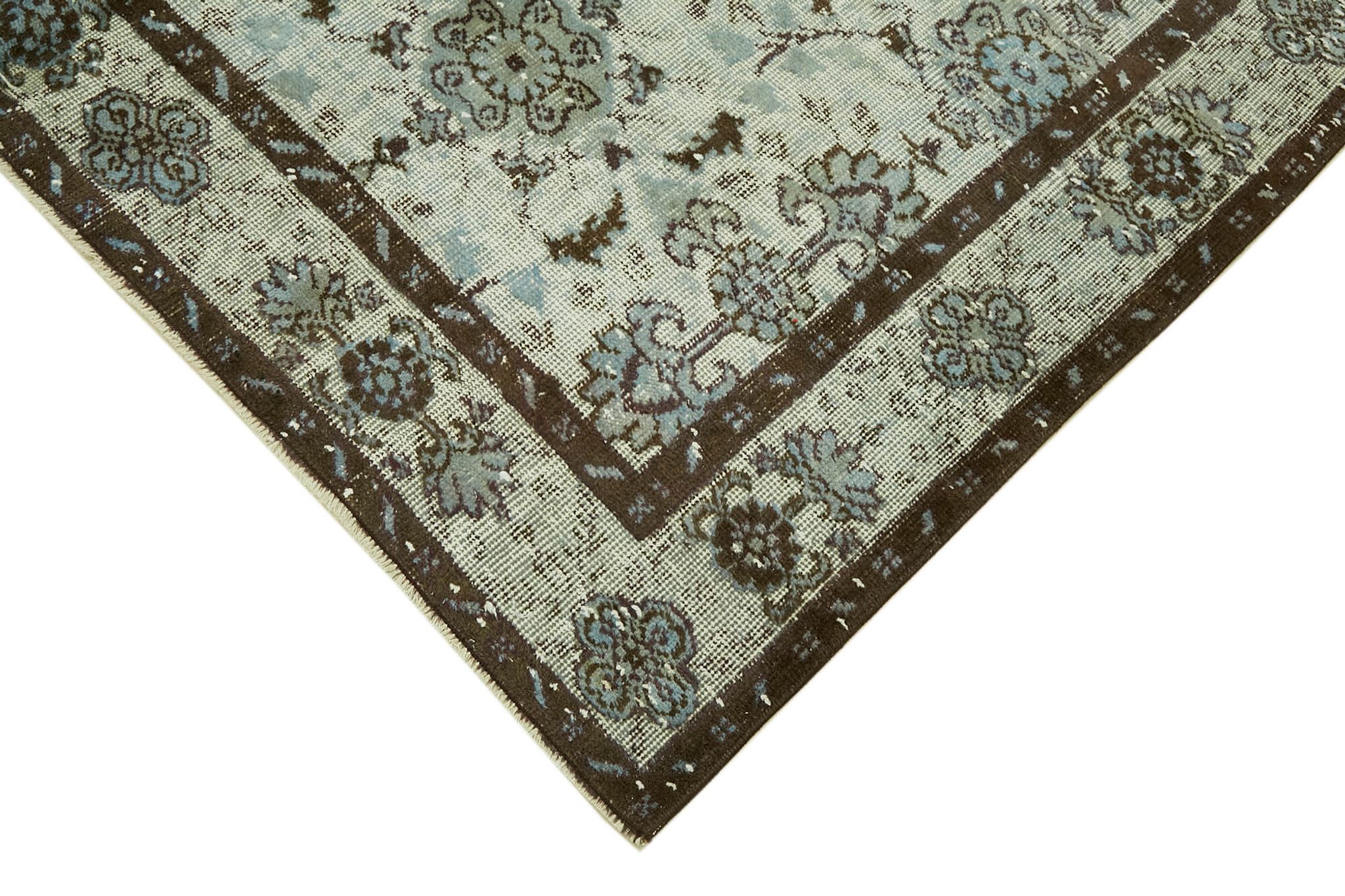 Handmade distressed oriental 1980s 190 cm x 300 cm blue rug