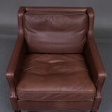 Three-seater leather sofa and one-seater armchair, scandinavian style
