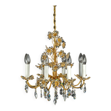 Lustre en forme de fleur en laiton doré par Palwa, Allemagne, années 1970