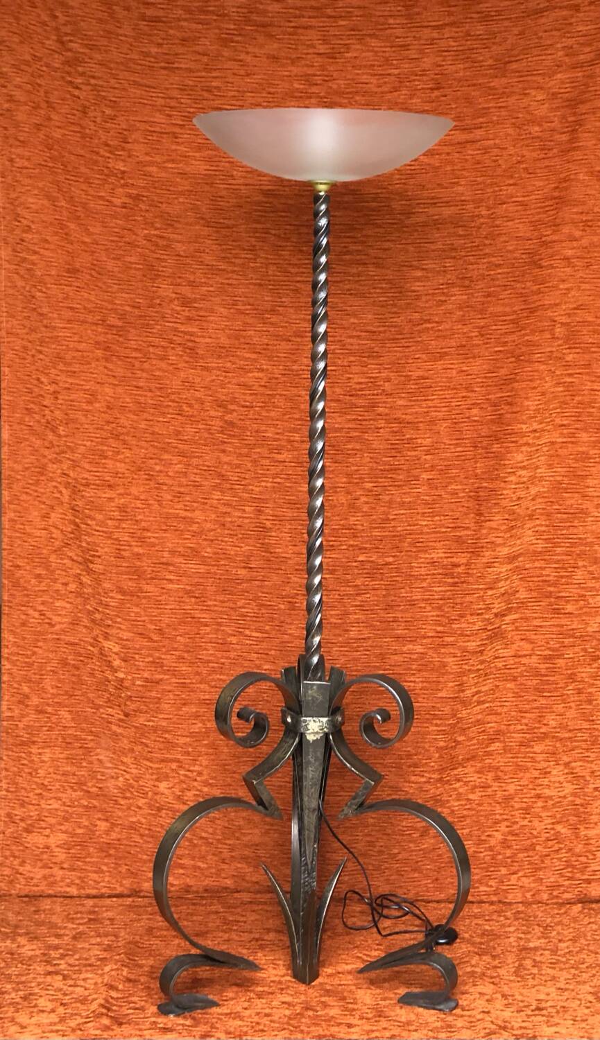 Art deco wrought iron floor lamp