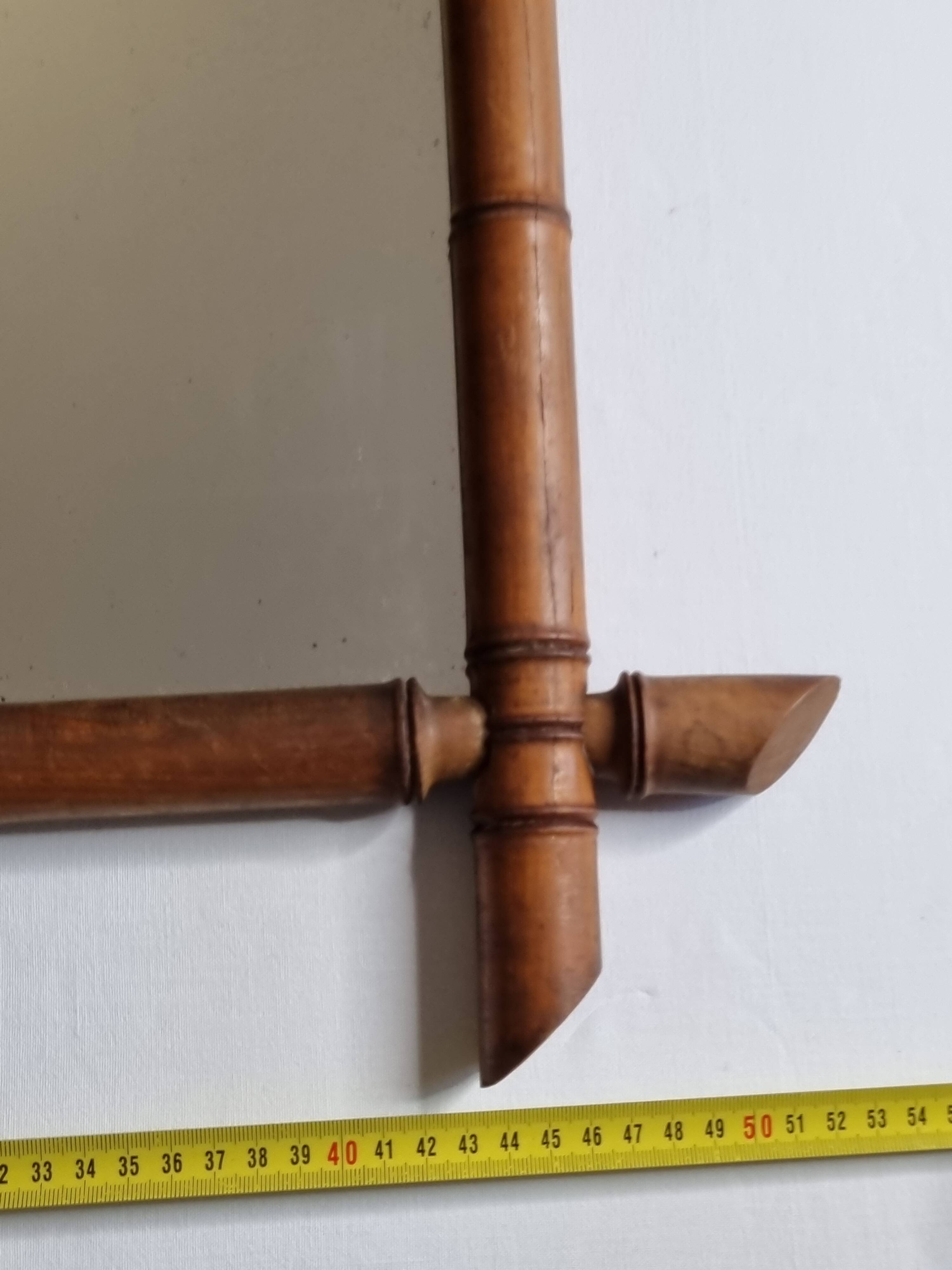 Turned wooden mirror in imitation of bamboo, from the 20s-30s, 54 x 65 cm