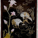 Pair of old China vintage bird painting paintings