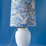Blue and white ceramic table lamp, vintage Dutch Delftware.
