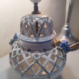 Openwork lamp base from the Malicorne Art pottery