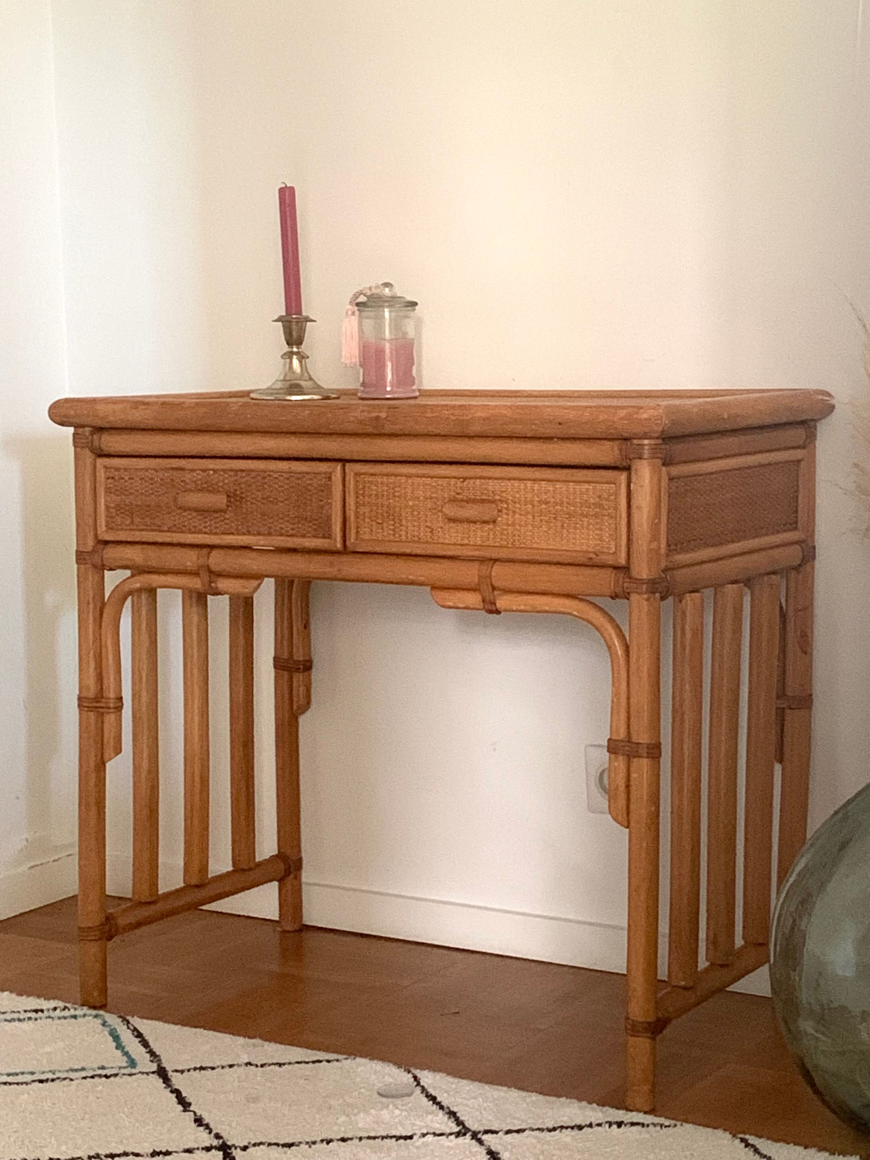 Vintage rattan dressing table