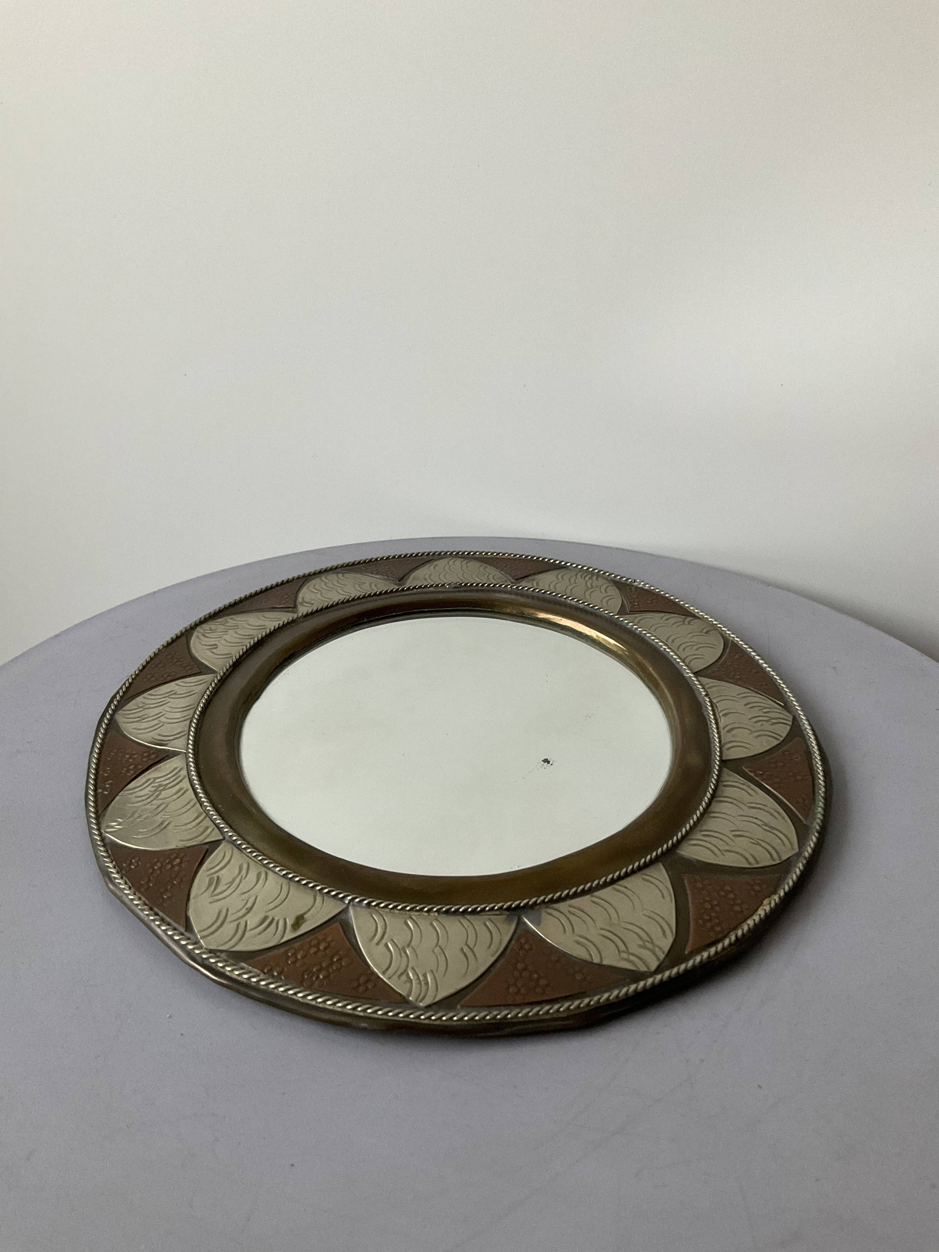 Vintage oriental round mirror 18cm