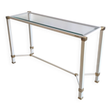 Iconic white console with designer spacer, signed Pierre Vandel Paris