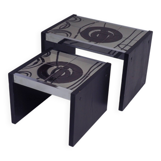 Set of 2 tiled nesting side tables