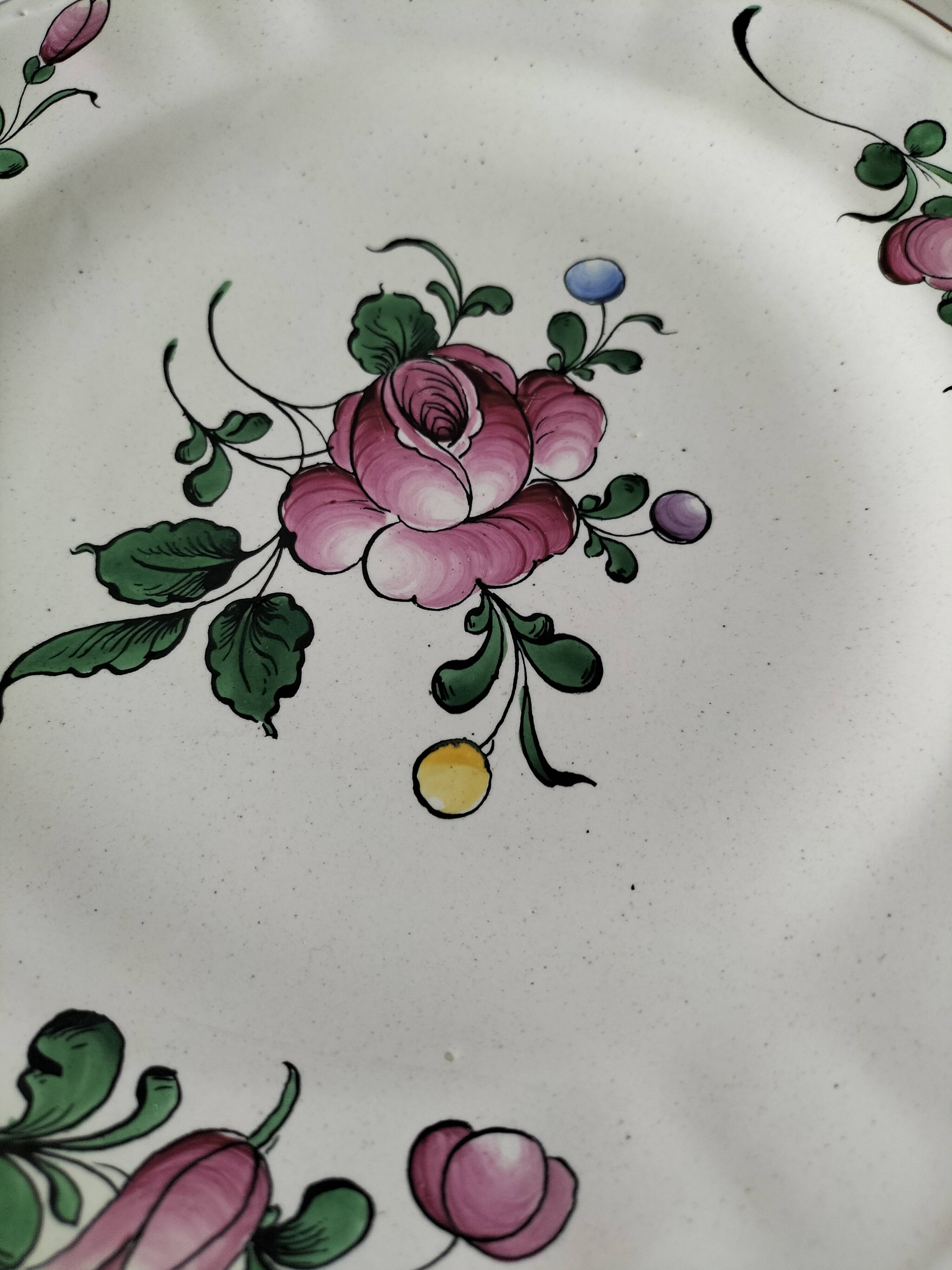 Trio of antique hand-painted plates