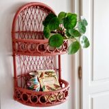 Terracotta rattan and wicker shelf