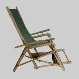 Pair of old 20th century lacquered wood deckchairs