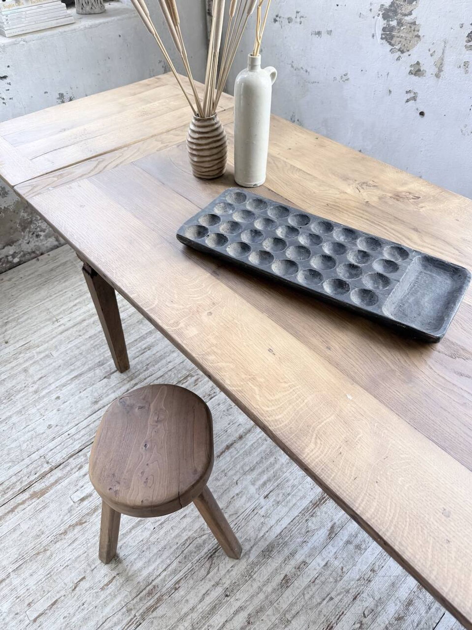 Solid oak farmhouse table with extensions (190-280cm) 1950