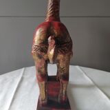 Ancienne statue cheval en bois polychrome 26 cm x 7 cm