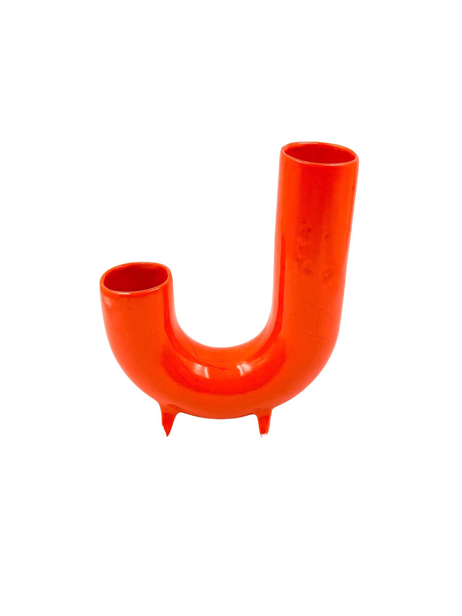 Space age orange ceramic vase, Italy ca. 1960