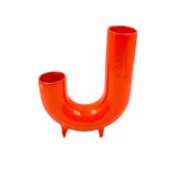 Space age orange ceramic vase, Italy ca. 1960