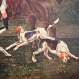 Oil Painting on Wood Panel with Golden Frame, English Hunting Dog