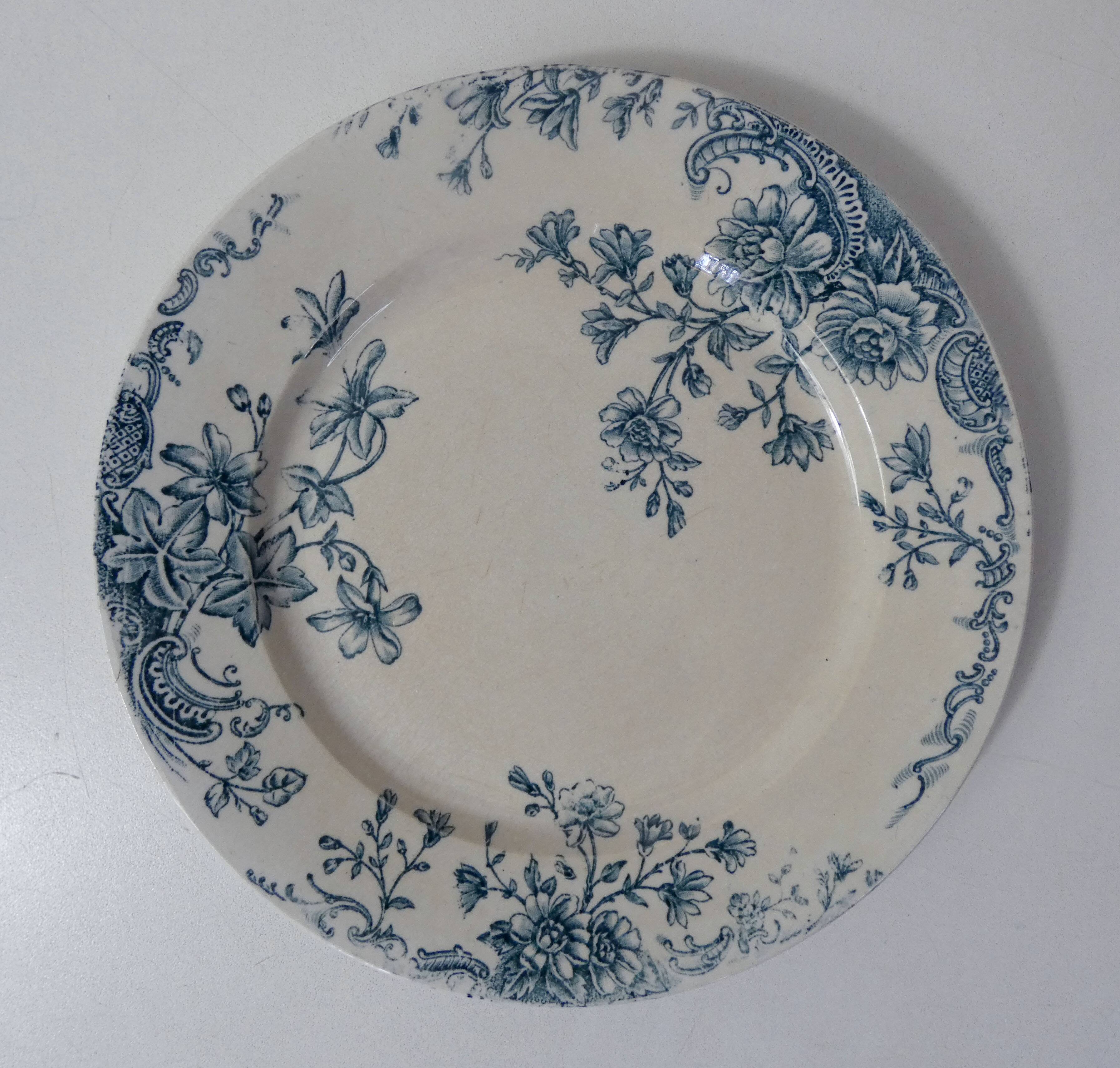 Terre de fer 4 assiettes plates fleurs althaea