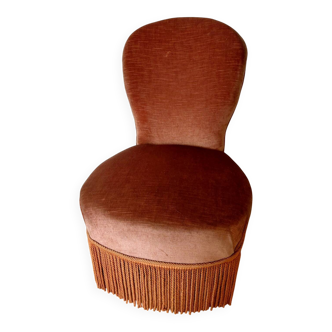 Pale pink velvet tub chair