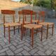 5 chaises paille tressée 60's