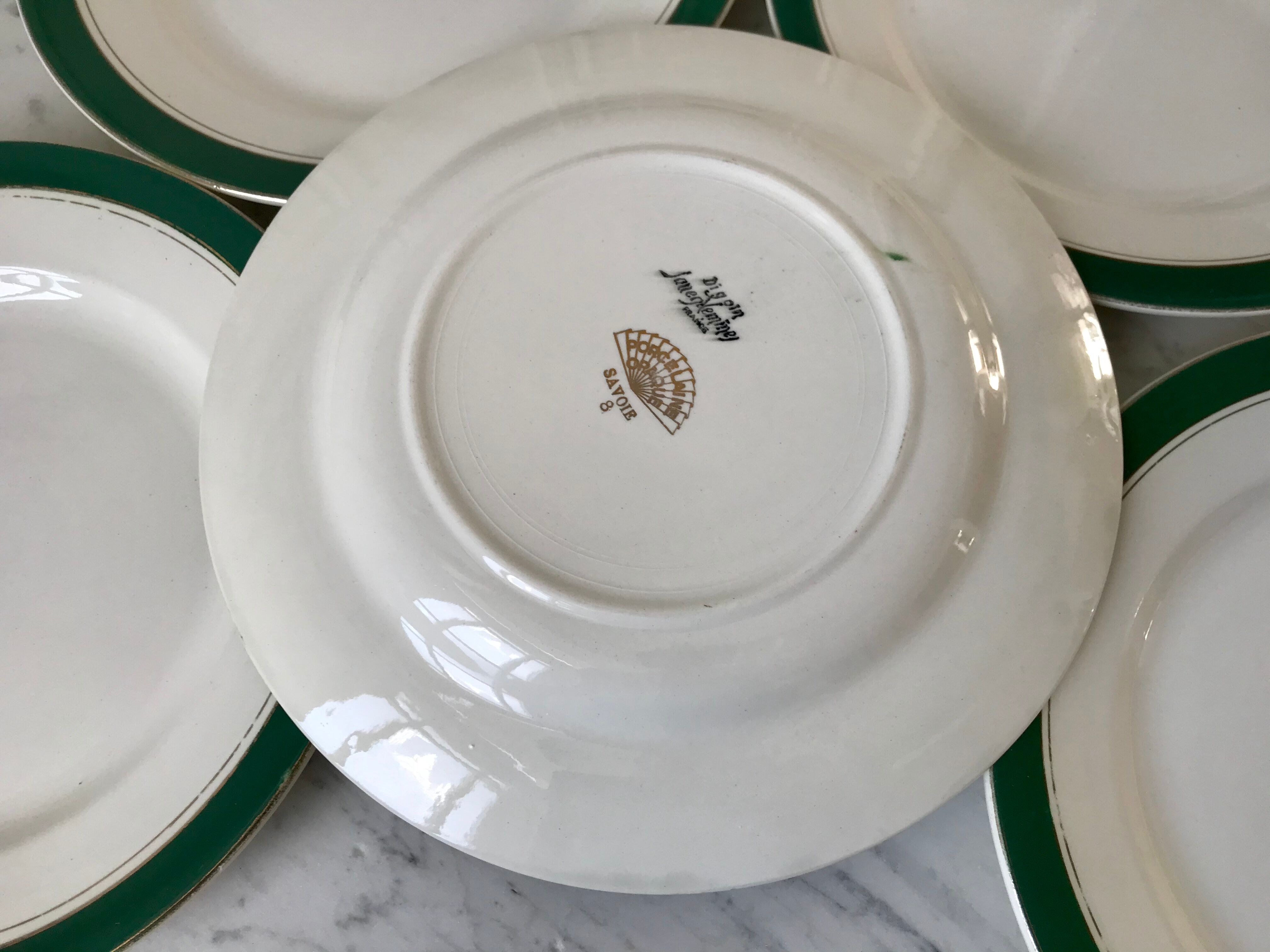 Set of 5 flat plates Digoin Sarreguemines model "Savoie" years 50-60
