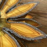 Applique murale fleur metal doré vintage