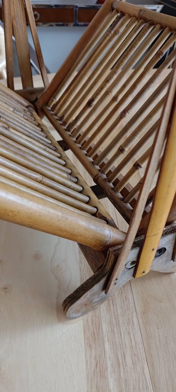 Vintage seventies foldable bamboo magazine rack