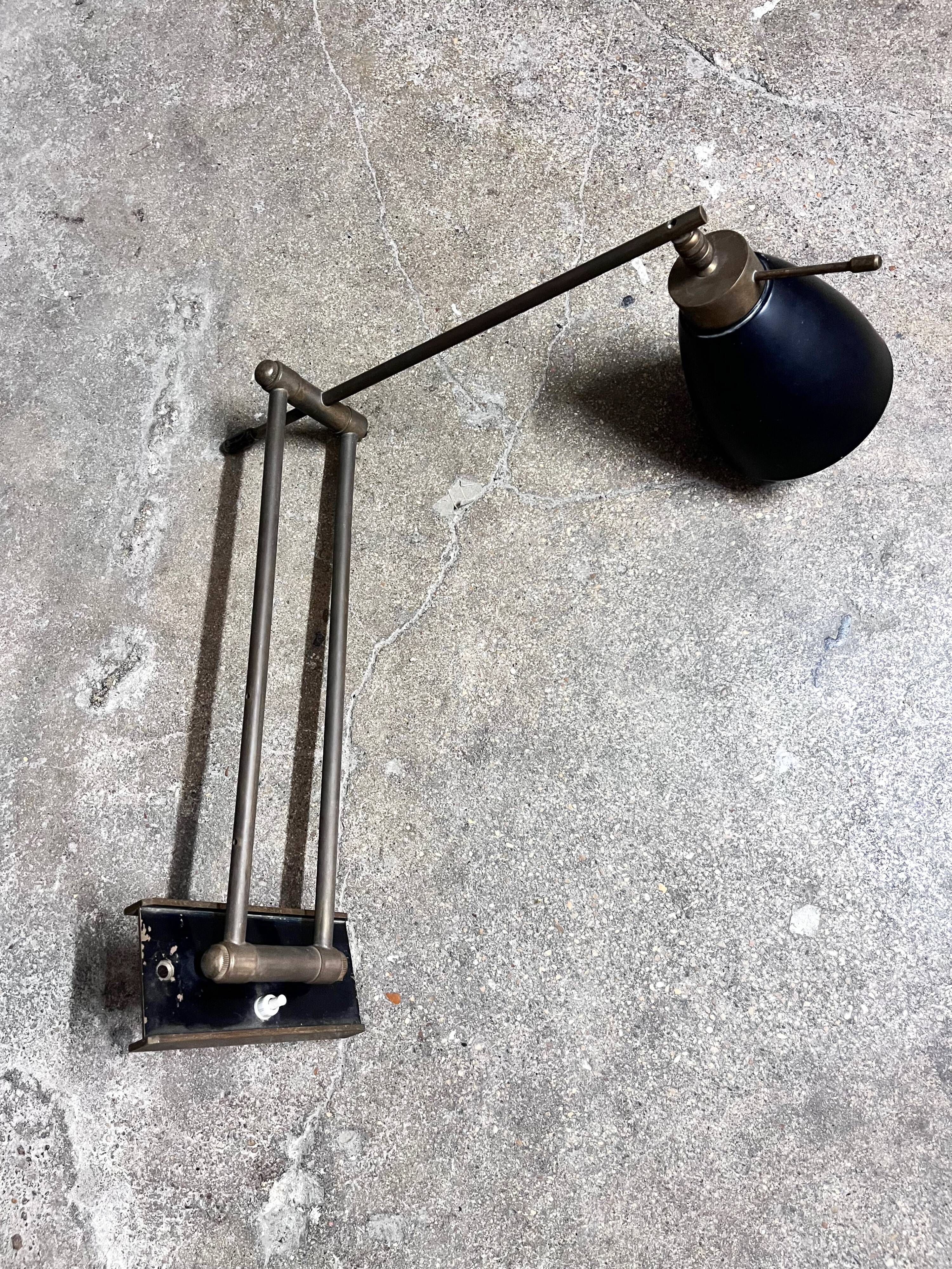 Brass arm wall lamp, 1950s