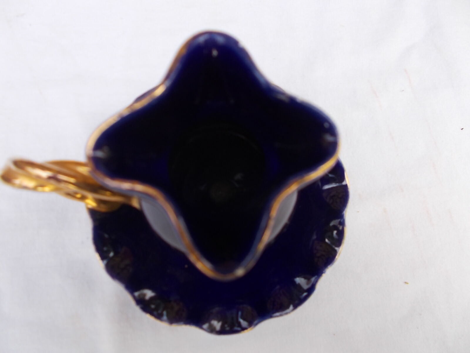 Blue and gold ceramic candlestick