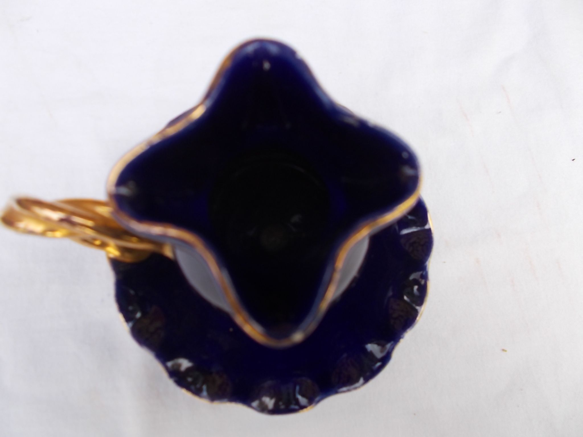 Blue and gold ceramic candlestick