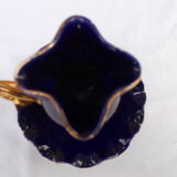 Bougeoir en faience bleu et or