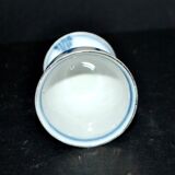 Antique porcelain diabolo egg cup with blue hand-painted onion decoration