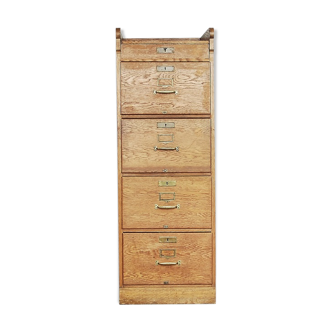 Industrial Antique Oak Tall English File Chest of Drawers, 1920s