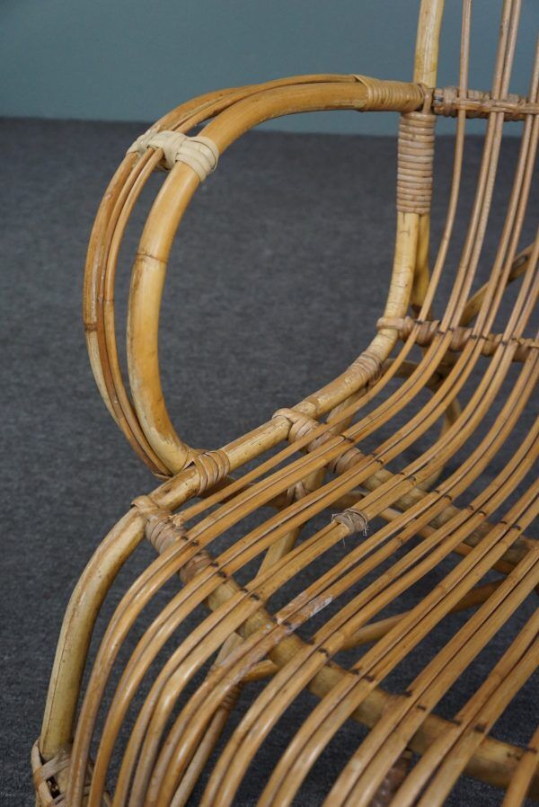 Belse 8 armchair in patinated rattan, Dutch Design, 1950