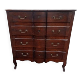 18th century crossbow chest of drawers, stamped