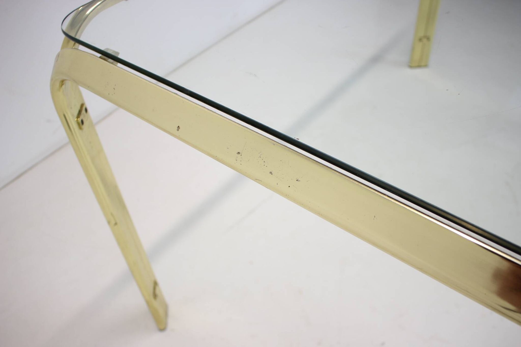 Midcentury brass and glass dining table, germany 1970s