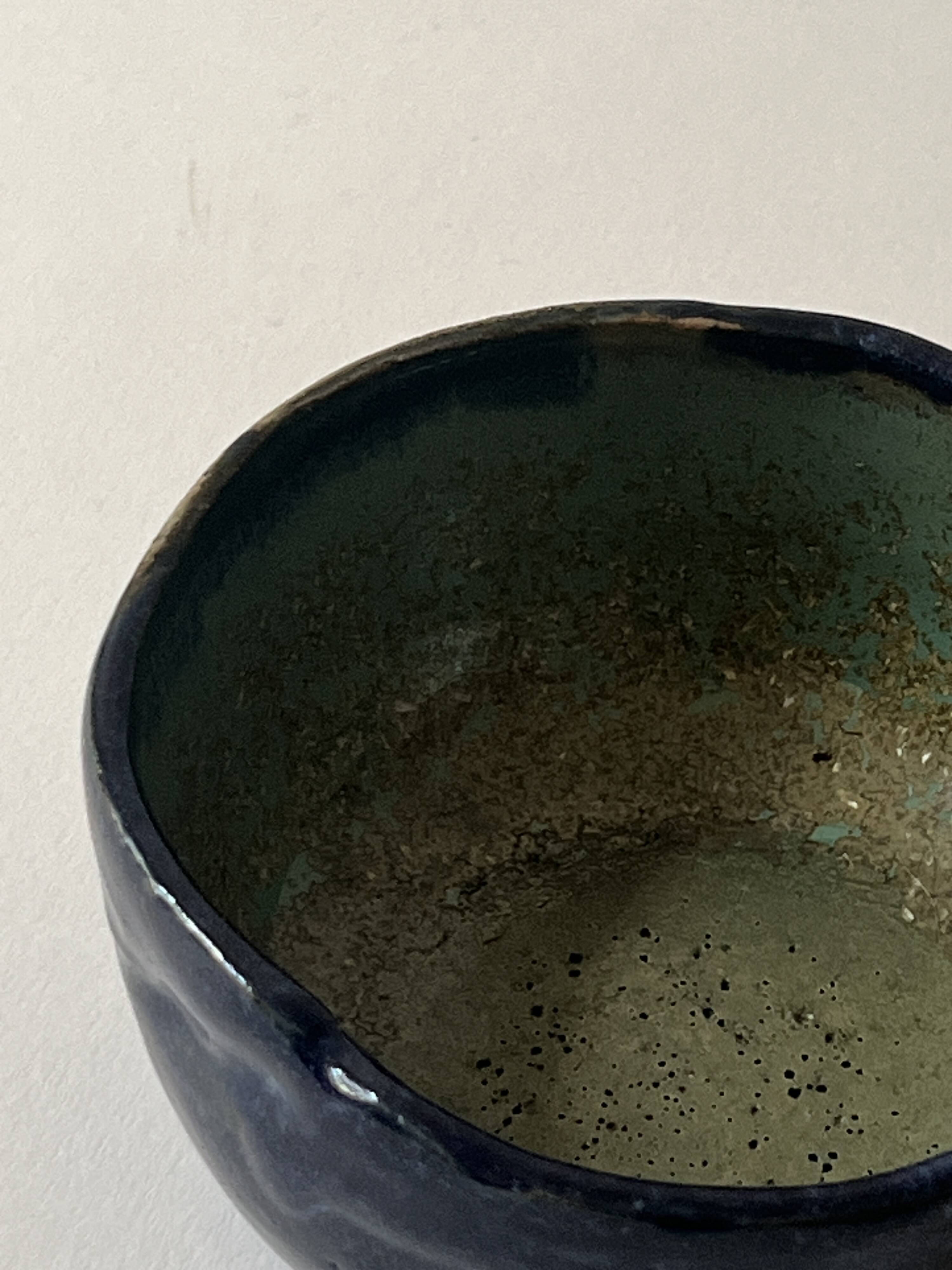 Glazed ceramic bowl/trinket dish, signed