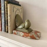 Paire de serre-livres Art déco pigeons