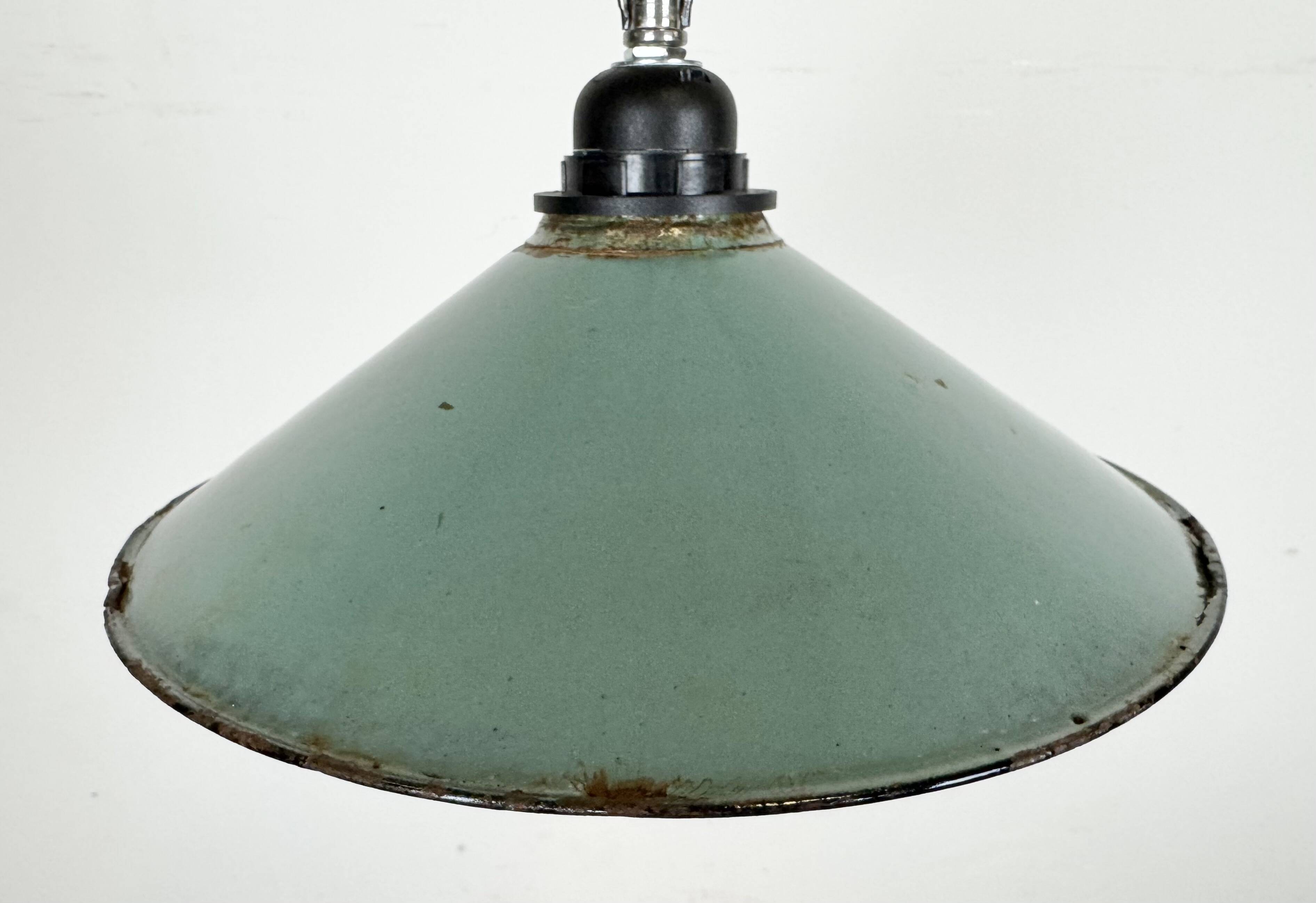 Industrial Petrol Enamel Factory Pendant Lamp, 1960s