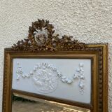 19th century Louis XVI style mirror in wood gilded with gold leaf, 74x150cm
