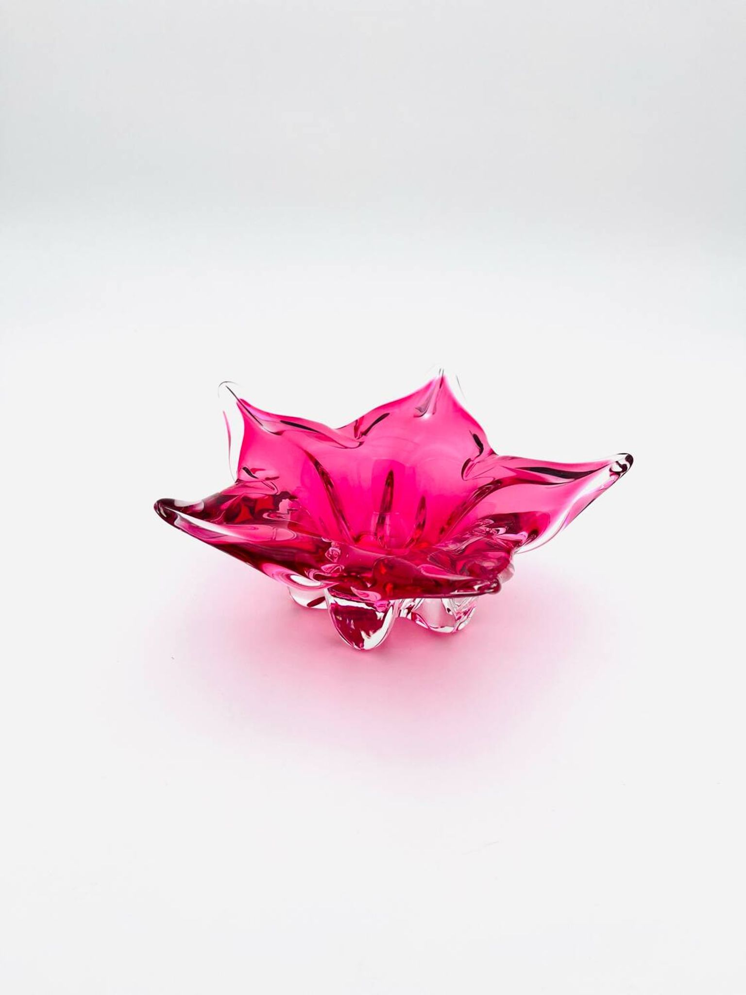 Coupe Sommerso Josef Hospodka - Cristal de Bohême Rose -Circa 1960