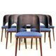6 chaises de salle à manger vintage en chêne massif et en laine bleue