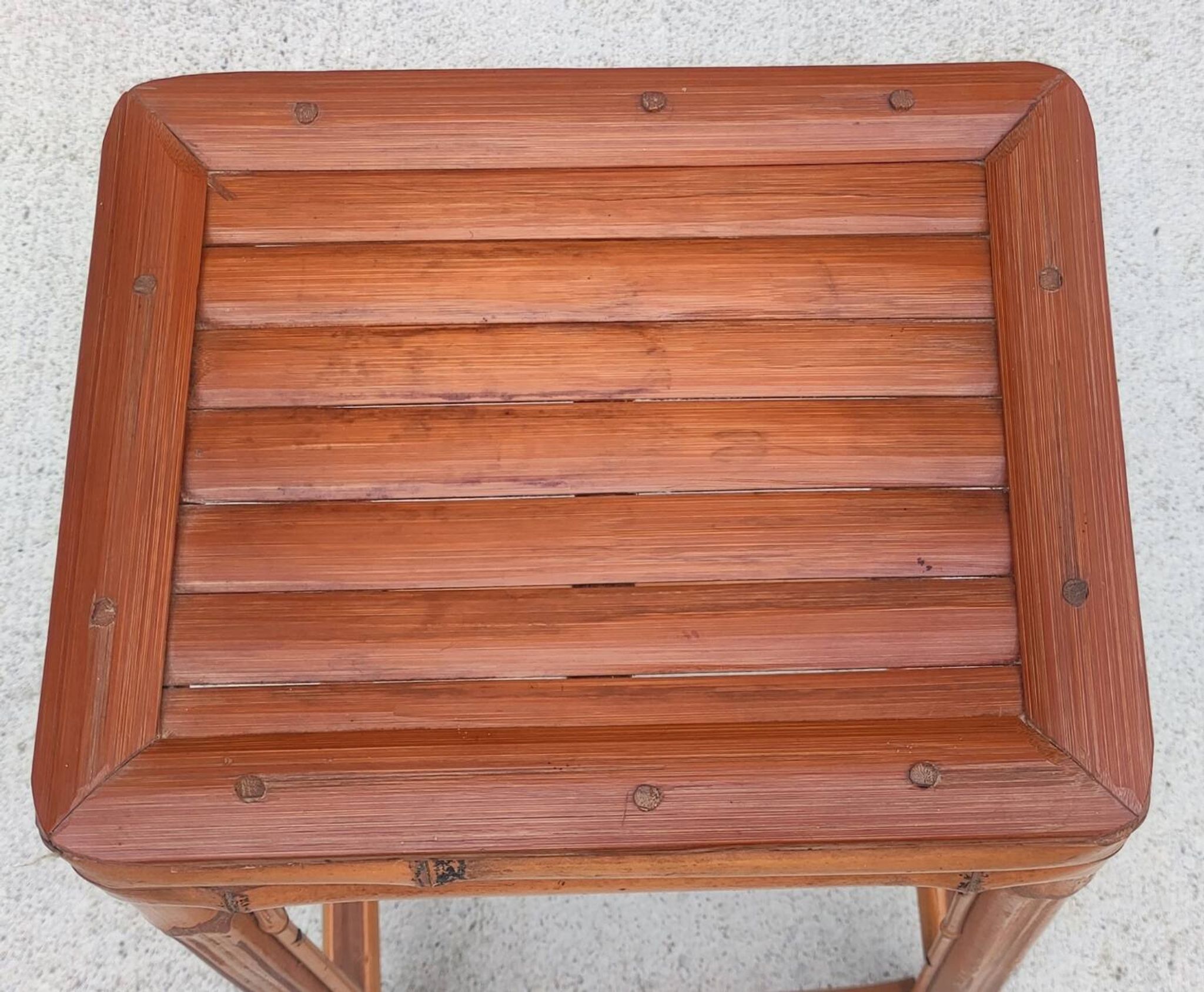 Vintage bamboo plant stand stool