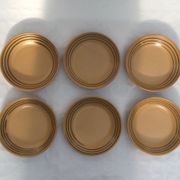 Set of six hollow plates in sarreguemines sandstone Atelier d'art dimension: diameter -21cm -pr-4cm-