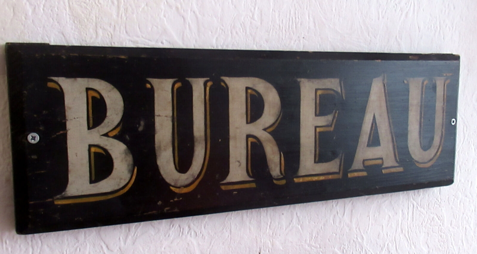 Painted wooden plate "office" 1910/1920
