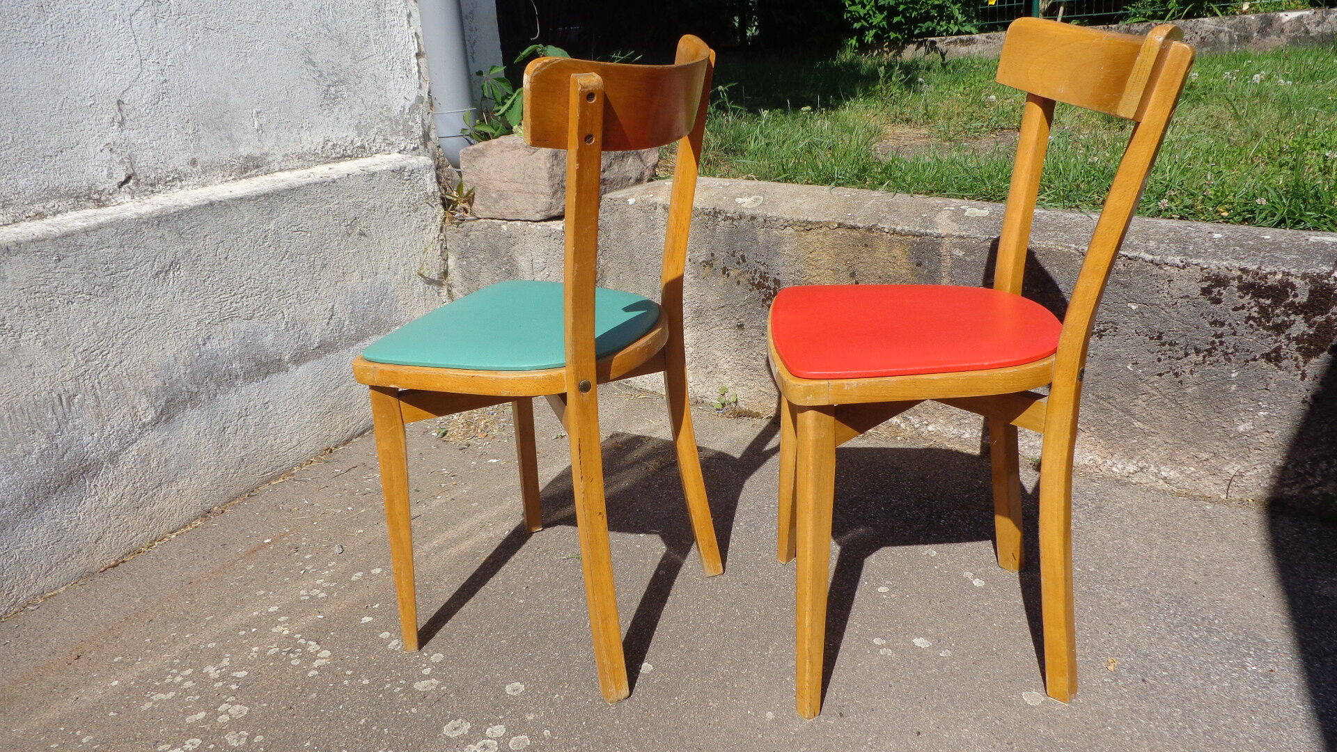 Duo of bistro chairs Luterma red/green