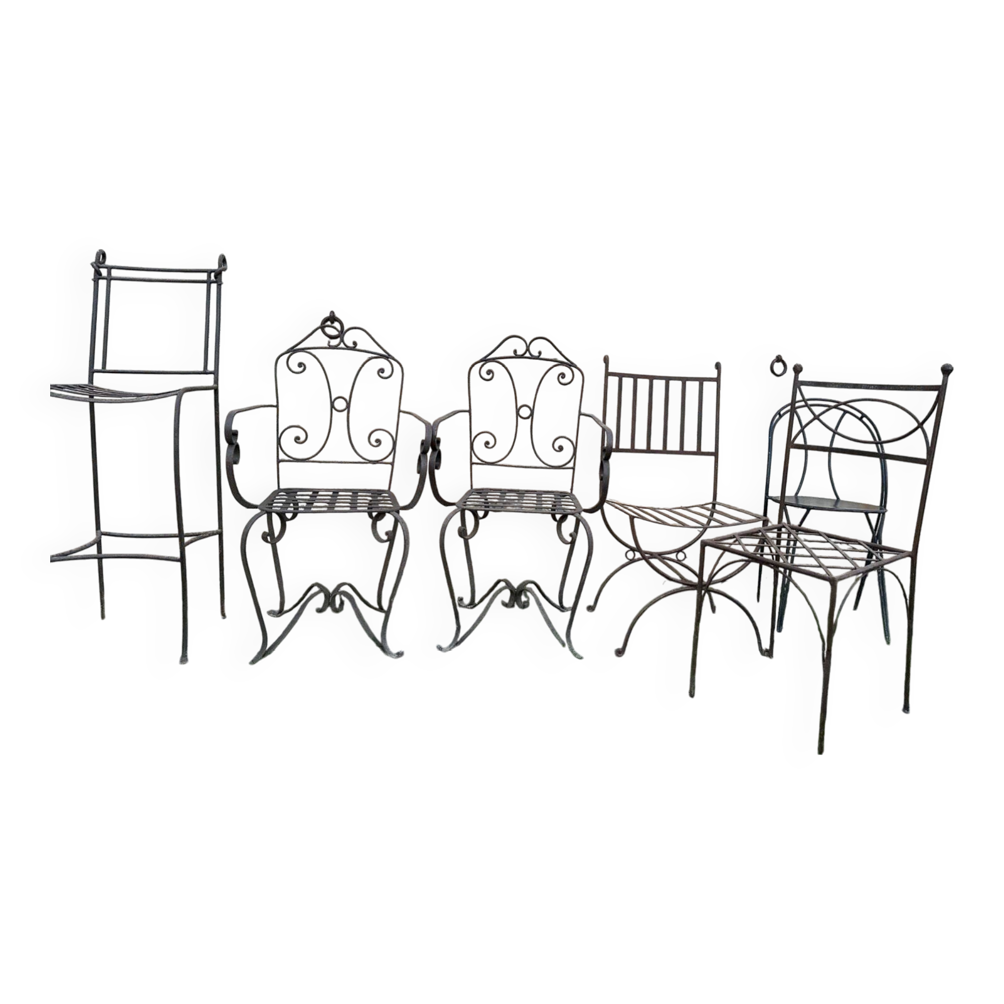Set of handcrafted wrought iron chairs