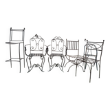 Ensemble de chaises en fer forgées artisanales