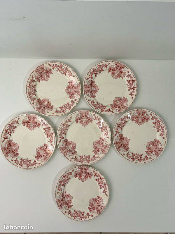 6 assiettes plates Terre de Fer U&C Sarreguemines – Modèle Biarritz